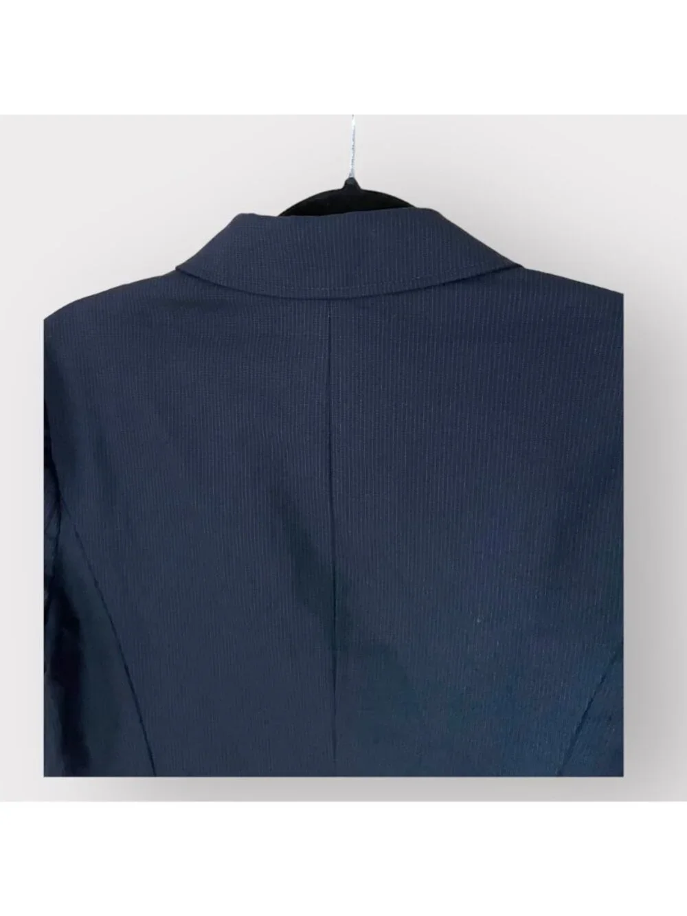 J.Crew Size 12 Navy Blue Pinstriped Wool Long Sleeve Two Button Blazer Jacket